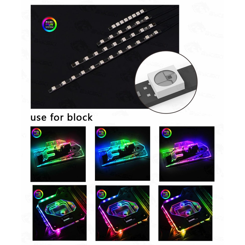 Bykski 20cm Chỉ thay thế dải LED RGB cho CPU Bykski Water Block Modify / 12V RGB 4PIN hoặc 5V RBW 3PIN Header thành AURA SYNC / B-VCLT-RBW