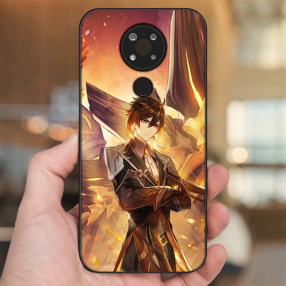 Ốp lưng Nokia 3.4 viền đen in hình Zhongli Genshin Impact