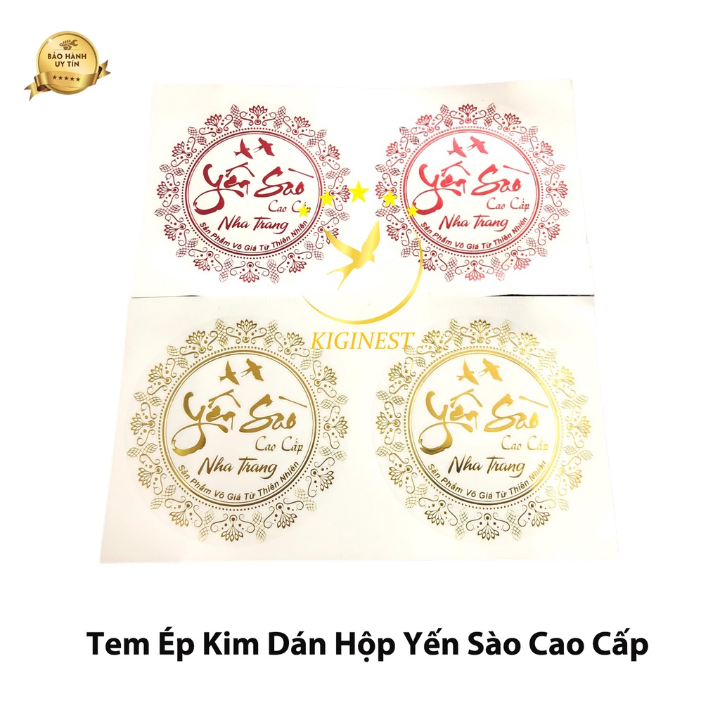 COMBO 50 Tem Nhãn Ép Kim Dán Hộp Yến Sào Cao Cấp