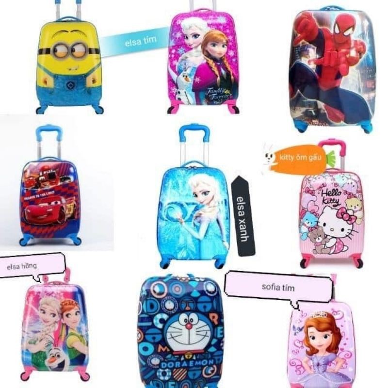 Vali kéo trẻ em, vali bé trai, bé gái, vali cho bé, vali kéo size 18 inch in 2 mặt