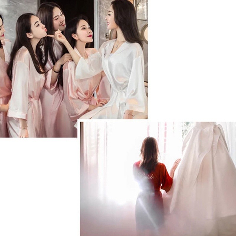 Áo Choàng Ngủ Vải Lụa Dáng Rộng Thêu Chữ Dùng Làm Quà Tặng Cho Bạn Gái