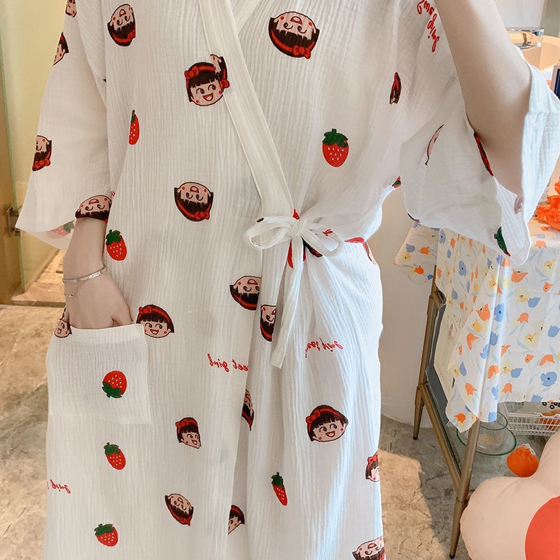 Áo Choàng Tắm/Tắm Vải cotton Lanh Mỏng Thấm Hút Mồ Hôi Kiểu kimono Dễ Thương Cho Nữ 10.26 | BigBuy360 - bigbuy360.vn