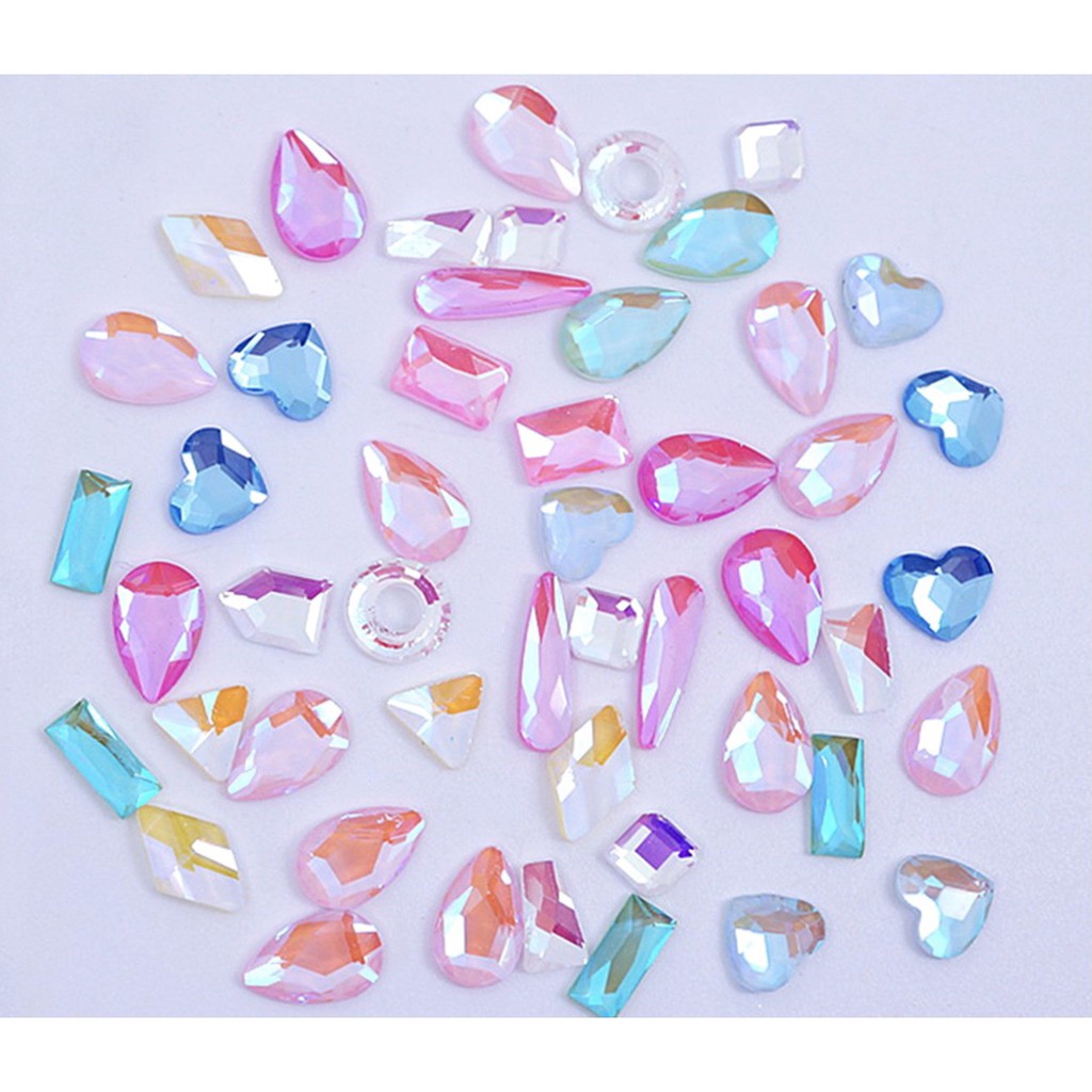 Set 10 viên đá khối chân bắng màu neon mix đủ kiểu đính móng