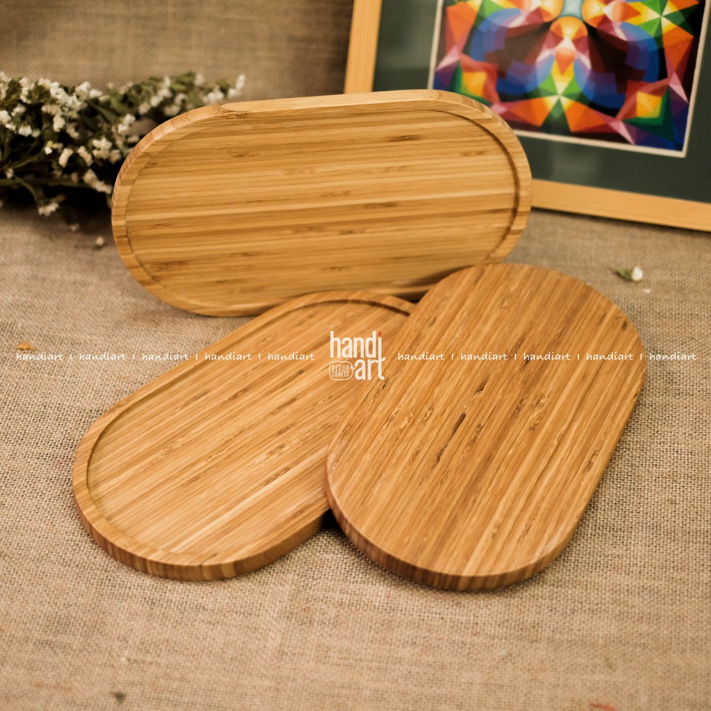 Khay gỗ tre Oval - Khay tre tự nhiên - Khay tre đựng thức ăn - bamboo wooden tray