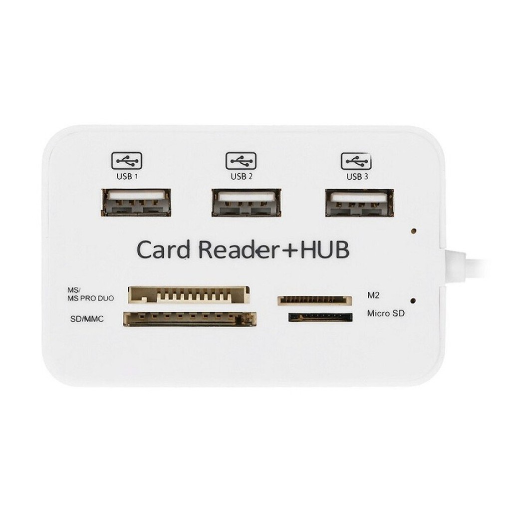 Bộ chia cổng USB Hub kiêm đọc thẻ đa năng dùng cho mọi dòng máy - Tặng kèm giắc OTG dùng cho các máy Android/Windows