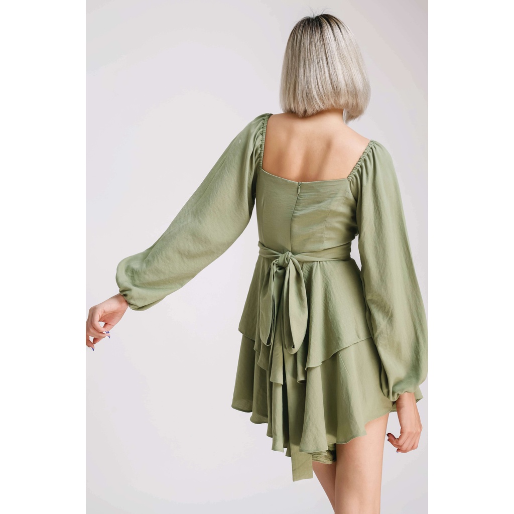 DETALY - Jumpsuit thắt nơ sau Vita màu xanh rêu D26035-1