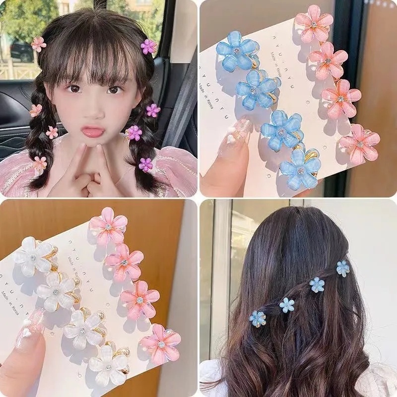 Kẹp Tóc Hình Bông Hoa Đính Đá Pha Lê Màu Sắc Phong Cách Hàn Quốc Dành Cho Nữ