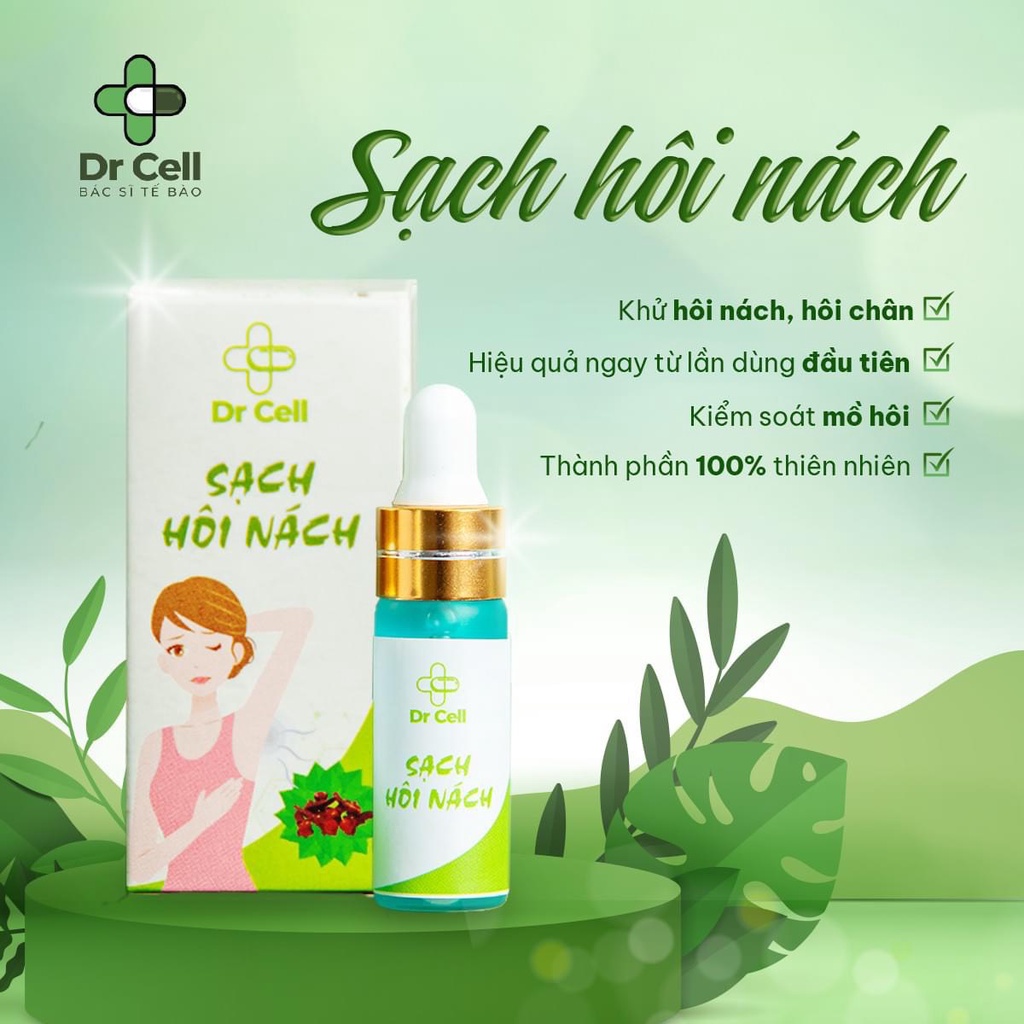 Mua 1 tặng 1- 1 chai 5ml Sạch hôi nách Dr Cell làm sạch mồ hôi, khử mùi an toàn hiệu quả lành tính cho mọi đối tượng