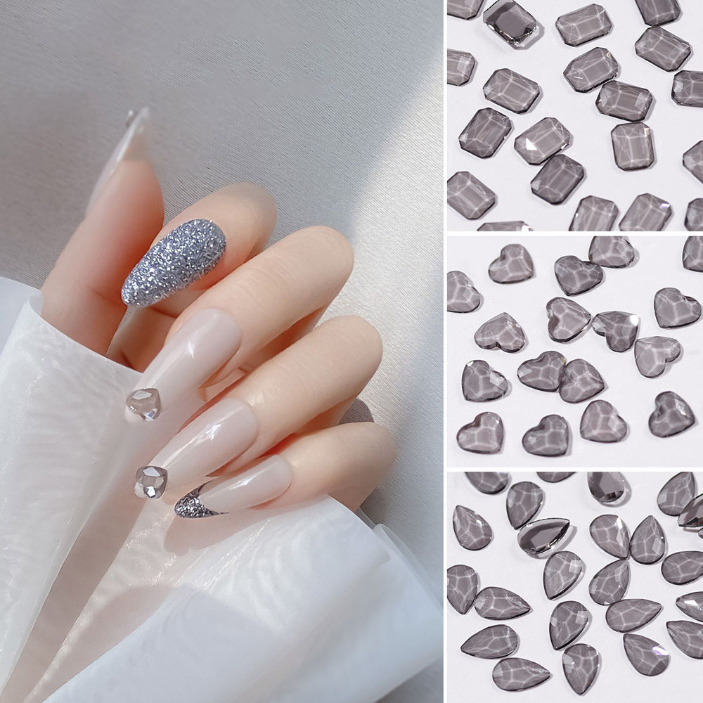 Bộ 100 Phụ Kiện Đá Trang Trí Móng Tay 3D Nghệ Thuật Kiểu Nhật Bản Nhiều Màu Sắc