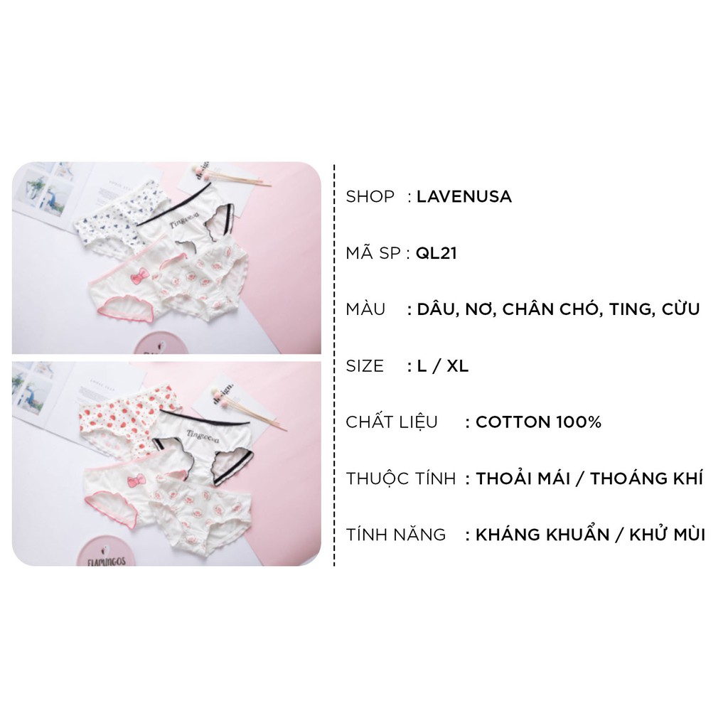 Quần lót nữ cotton cao cấp nâng mông in hoạ tiết đáng yêu dễ thương QL21
