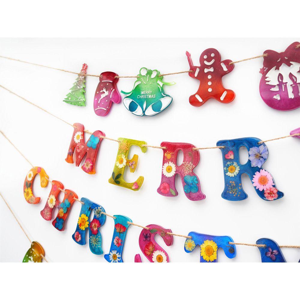 Khuôn Làm Lá Cờ Bằng Epoxy Resin Hình Ông Già Noel Giáng Sinh DIY