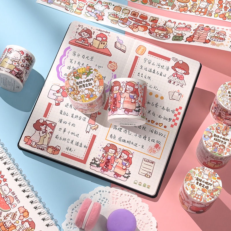 Washi Tape  Sticker Cute  Băng Keo Washi Họa Tiết Hoạt Hình Dễ Thương Trang Trí Sổ Tay