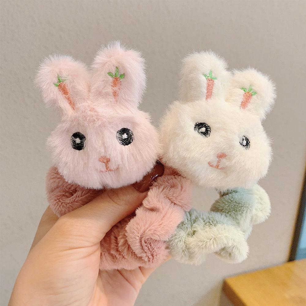 TWINKLE Dây Buộc Tóc Cao Su Hình Thỏ Nhồi Bông Lấp Lánh Thời Trang Mùa Thu Cho Nữ
