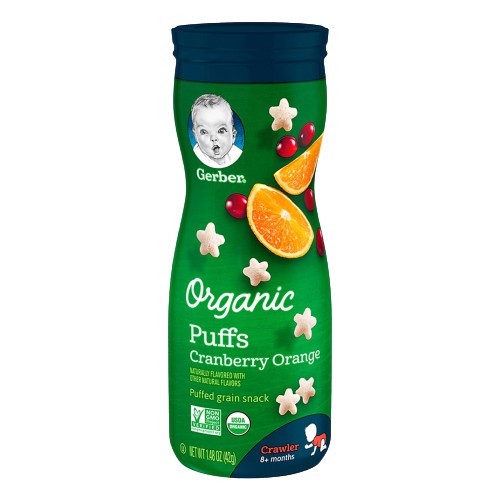 [Tặng 1 Khăn] Combo 2 Bột Gerber Organic Yến Mạch Và Bánh Quy + 2 Bánh Gerber Organic Táo Và Cam"
