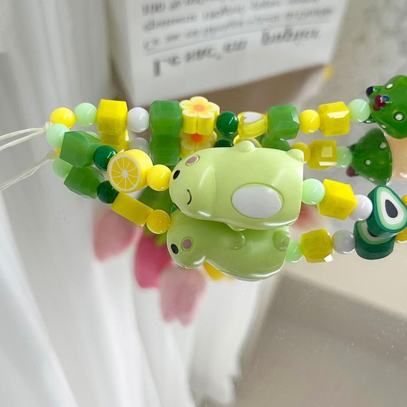 Mobile Dây Đeo Điện Thoại Xâu Hạt Hình Khủng Long Dễ Thương