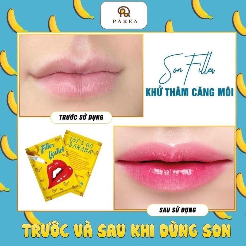 [ HÀNG CÔNG TY] Son filler Khử Thâm Collagen Son Chuối Banana fliller Lipstick TẶNG 01 Son Kem Siêu Lì P.A.R.E.A