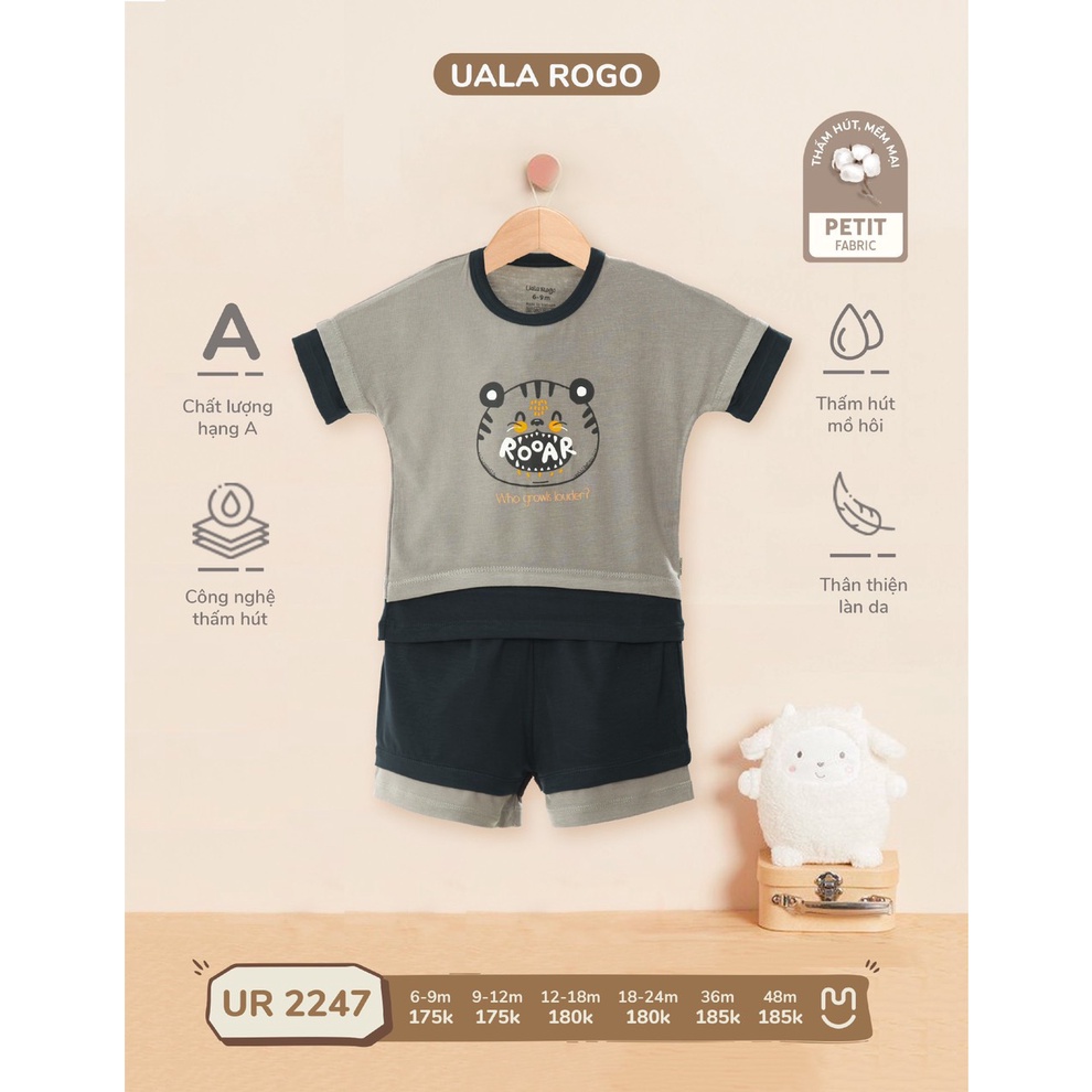 [CHÍNH HÃNG] Bộ cộc tay cài vai petit mặt hổ Roar trẻ em UR2247 Uala Rogo