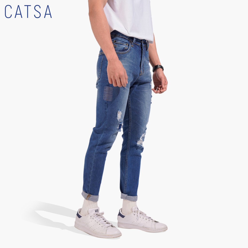 Quần jeans xanh đậm, chất vải cao cấp, co giãn nhẹ, thông số size chuẩn CATSA QDL113
