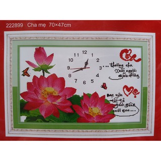 tranh thêu đồng hồ cha mẹ 222899