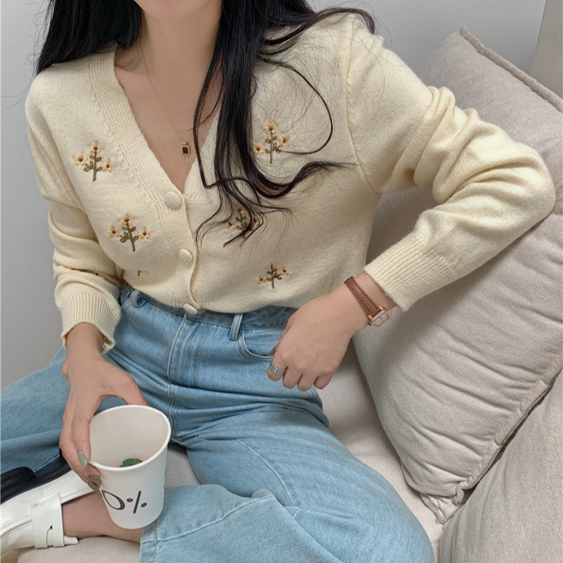 Áo cardigan thêu hoa xinh - Hàng order