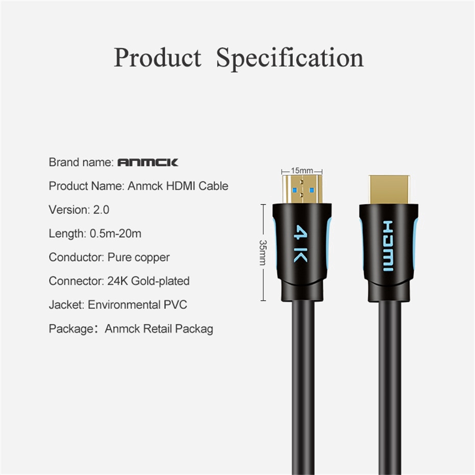 Dây Cáp Chuyển Cổng HDMI 2.0 Sang HDMI 3m 5m 8m 10m 15m Hỗ Trợ ARC 3D HDR 4K 60HZ