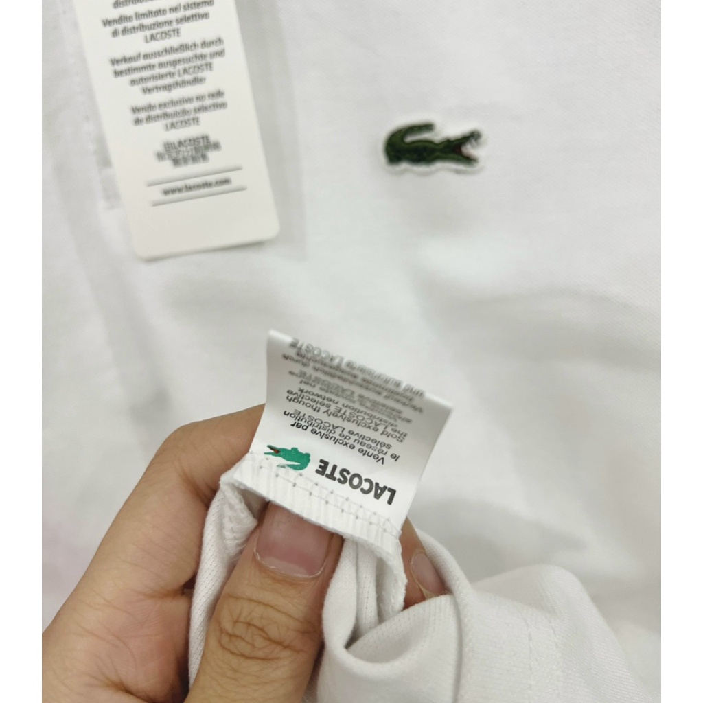 ÁO THUN CỔ TRỤ LACOSTE TRẮNG HỒNG VNXK   - COTTON CÁ SẤU 100%