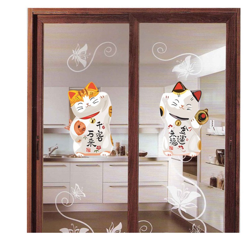 (HCM) [HOT] Decal dán kính 3D chú mèo may mắn Nhật bản AmyShop -decalhcm