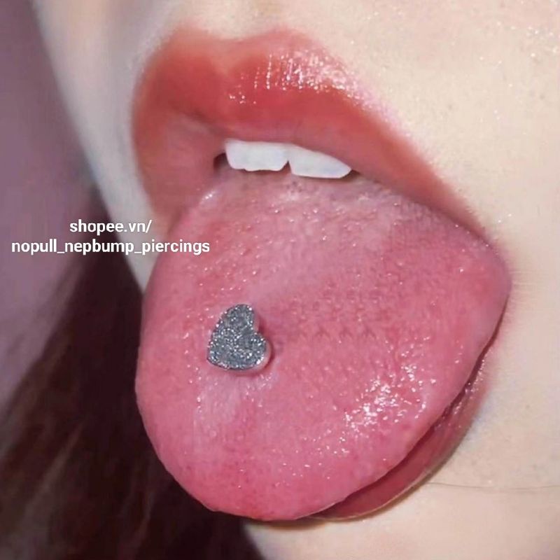 KHUYÊN LƯỠI - Khuyên Lưỡi Hình Trái Tim - Khuyên thép y tế không gỉ - Khuyên lưỡi đẹp - Khuyên xỏ lưỡi