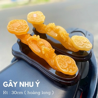 Hàng đẹp gậy như ý phong thủy đá ngọc hoàng long - dài 30cm
