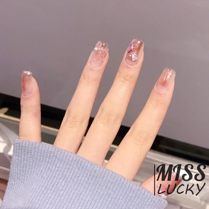 Bộ 24 móng tay giả đính ngọc trai sang trọng có thể tháo rời