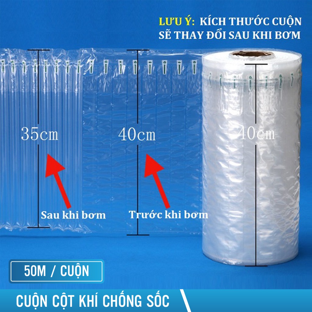 Đệm hơi cuộn khổ 20cm dài 50m gói hàng chống sốc bóng khí bọc hàng inflatable túi khí chèn hàng