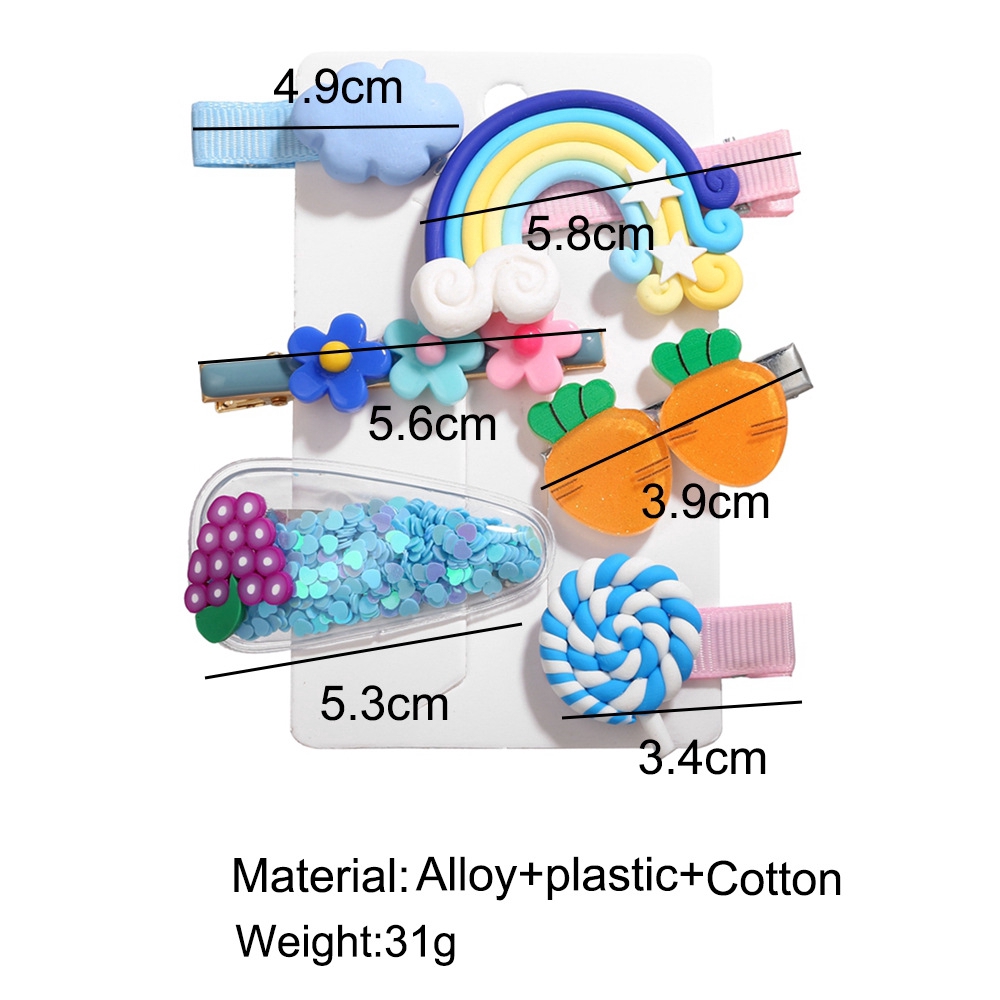XiaoboACC Set 6 Kẹp Tóc Hình Trái Cây/ Cầu Vồng Xinh Xắn Cho Nữ