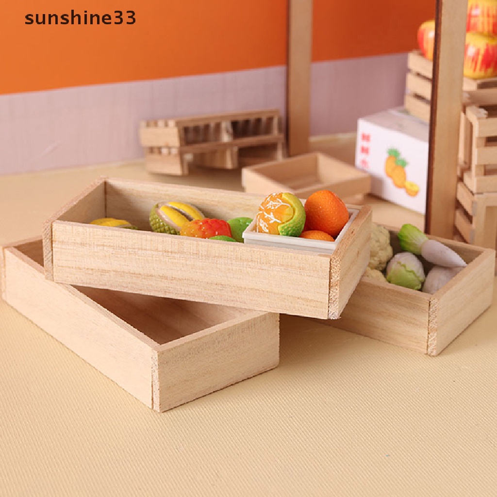 Giỏ Gỗ Mini Đựng Trái Cây Rau Củ Quả Trang Trí Nhà Búp Bê