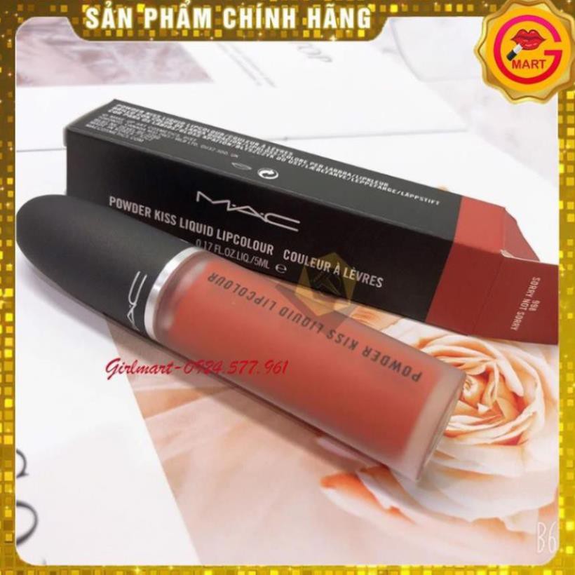 Son Kem Mac Powder Kiss Liquid Lipcolour Màu 998 Sorry Not Sorry  - Tone Cam Cháy