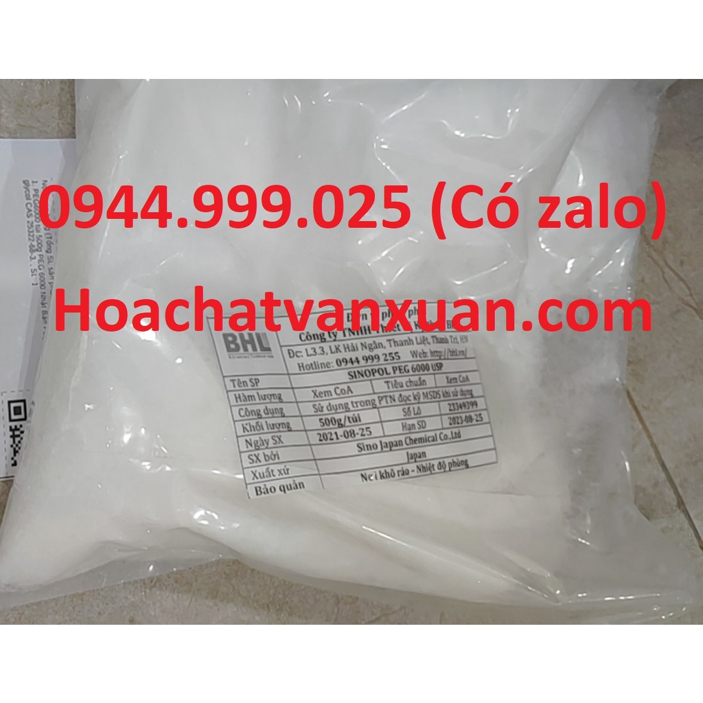 PEG6000 túi 500g PEG 6000 Nhật Bản Polyethylene glycol CAS 25322-68-3