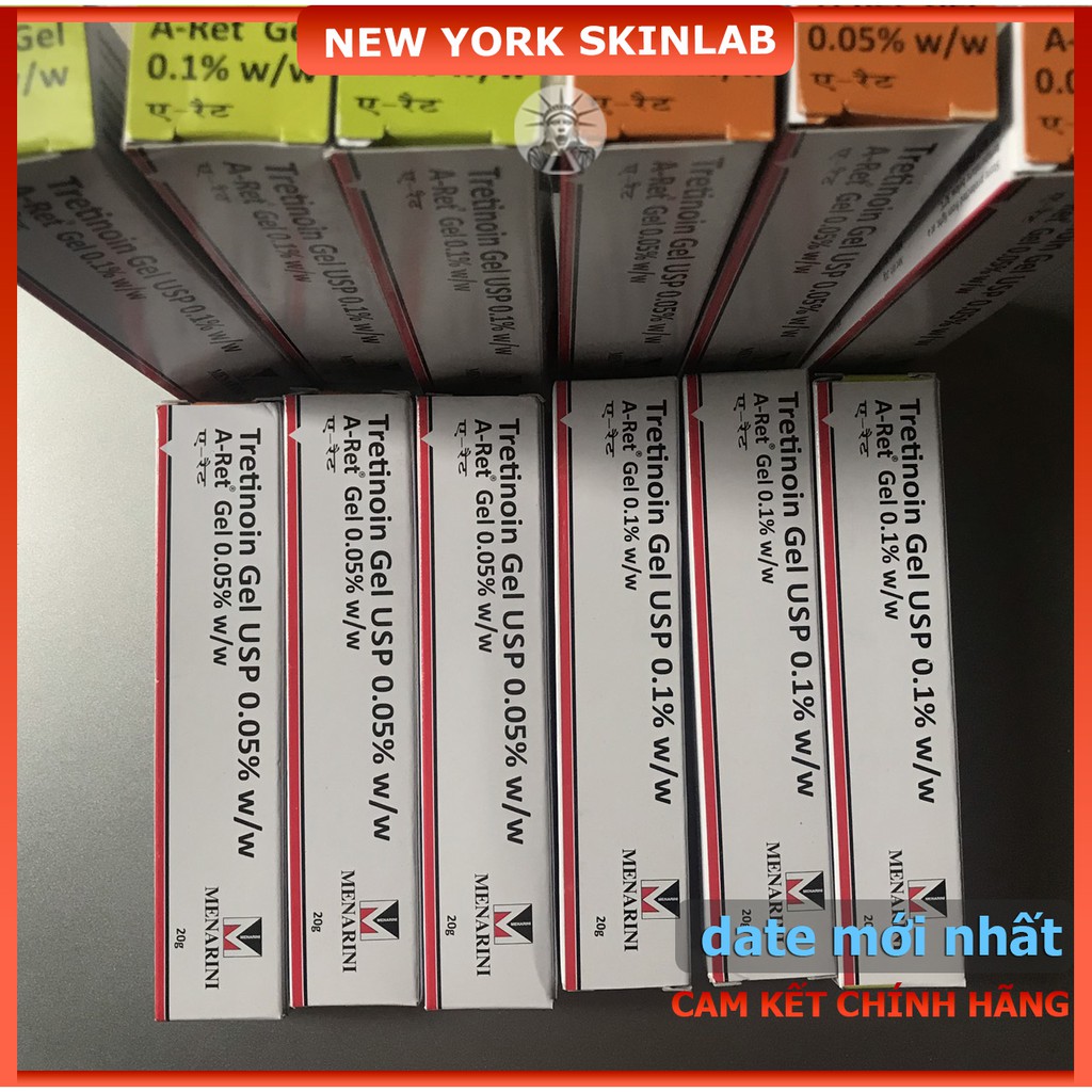 Tretinoin Aret gel 0.1% - 0.05% - 0.025% (20g) - tretinol A ret giảm mụn, chống lão hóa (tre Ấn Độ chính hãng)