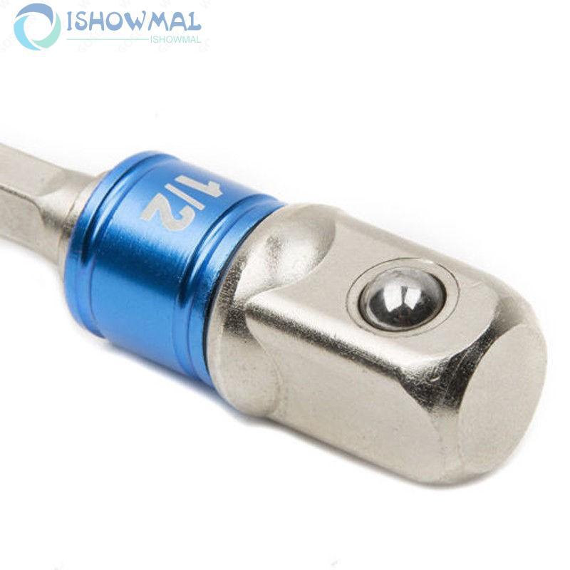 Impact Set Drill Driver Adapter 1/4″ Shank Bit 3/8" 3pcs 1/2" Hex 1/4" Socket