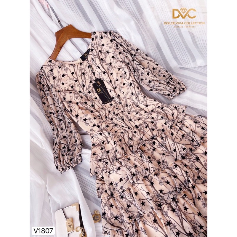 Váy xòe họa tiết hoa nhí V1807 - Đẹp Shop DVC (Kèm ảnh thật trải sàn do shop tự chụp) | BigBuy360 - bigbuy360.vn