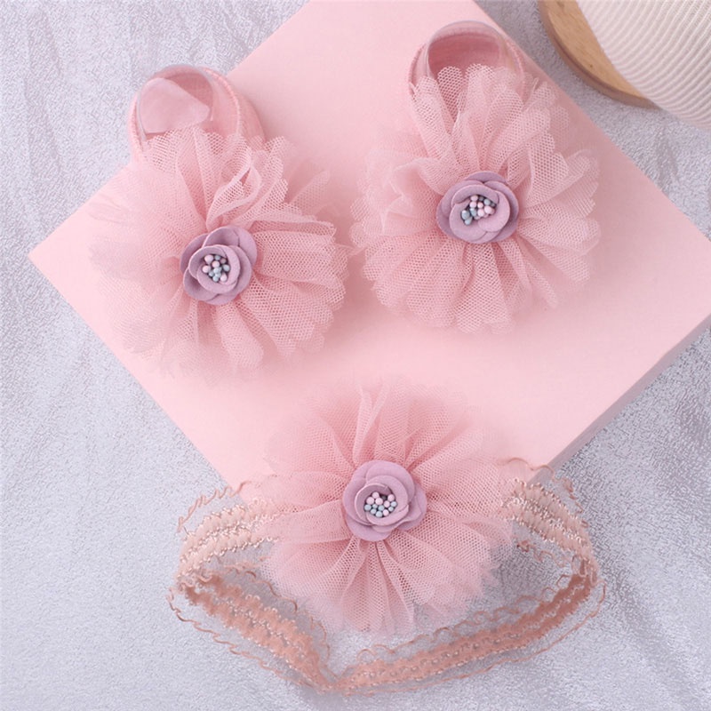 Set 2 Đôi Vớ Ren Hoa Chống Trượt Dễ Thương Cho Bé