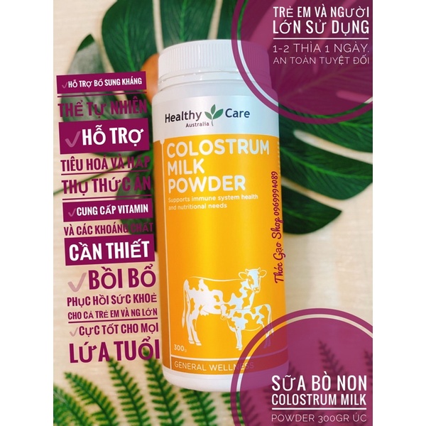 Sữa bò non Healthy Care Colostrum milk Powder 0m+ 300gr hỗ trợ tăng sức đề kháng,ăn ngon miệng, tăng trưởng tốt