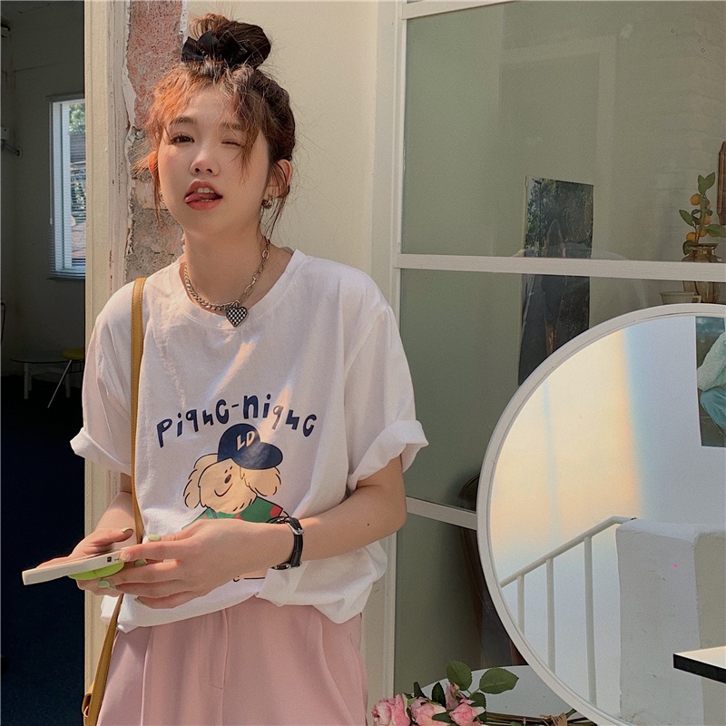 NRVP Áo Thun Cotton Tay Ngắn Cổ Tròn Màu Trơn Thời Trang Dành Cho Nữ