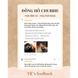Đồng hồ thể thao nam nữ CHUBBIE full black đồng hồ điện tử unisex Watchesbytif size 35mm kèm báo thức đi học đi chơi
