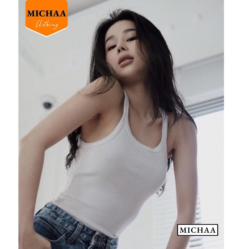Áo Thun Ba lỗ HAI DÂY NHỎ DÁNG DÀI Nữ Trơn Ôm Body Chất Tốt, Áo CRT Kiểu nữ ôm thun gân mềm mát MICHAA