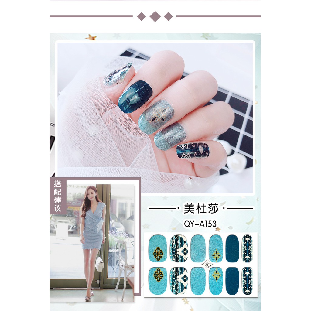 Bộ sticker dán móng tay trang trí 3D thổ cẩm
