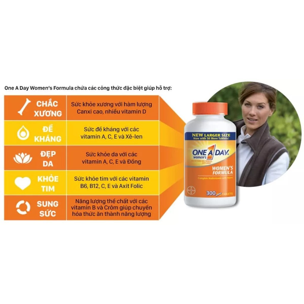 Viên uống vitamin tổng hợp cho nữ One A Day Women's Multivitamin 300 viên | Thế Giới Skin Care