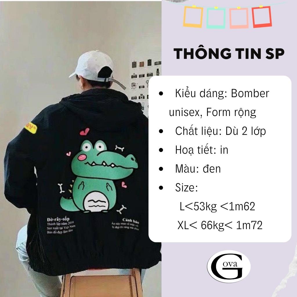 Áo khoác dù CÁ SẤU XANH nam nữ form rộng Unisex ulzzang 2 lớp Chống Nắng Siêu Hot Jacket Bomber GOVA