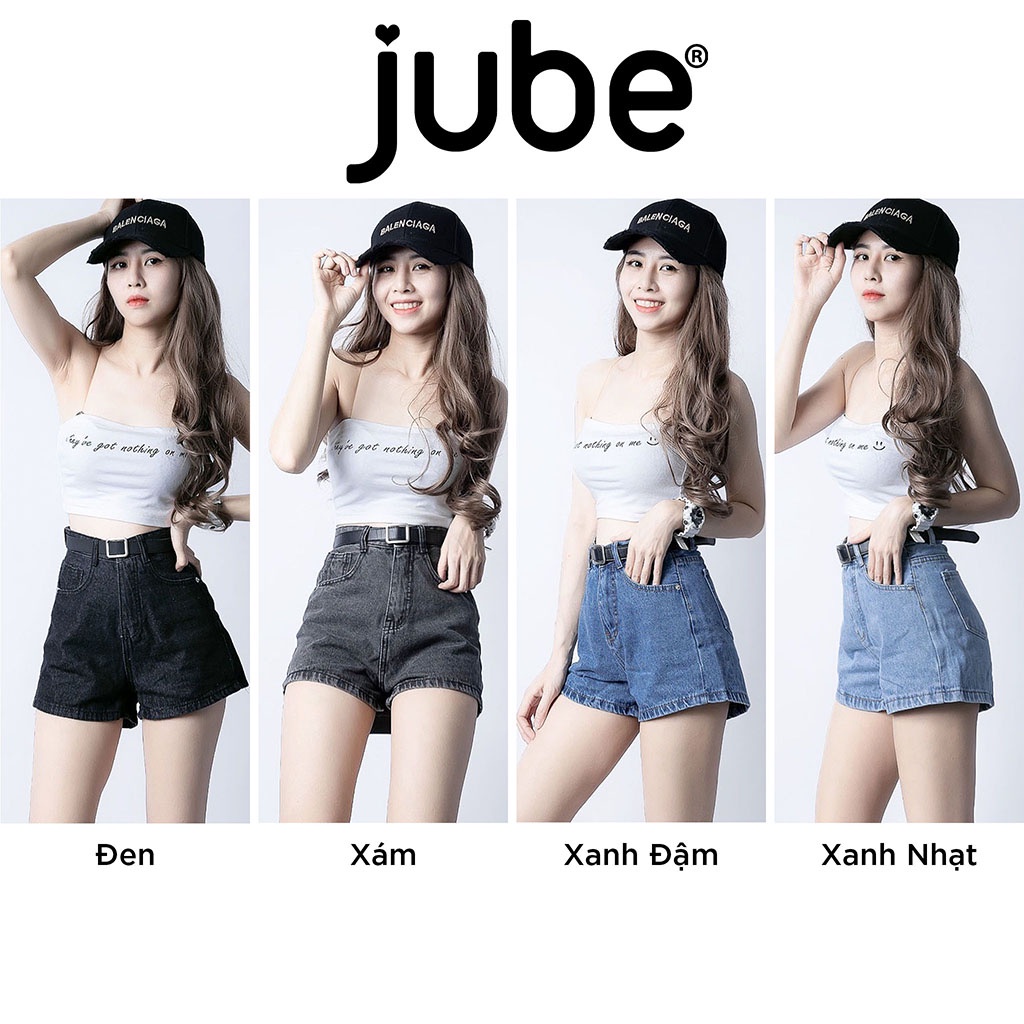 Quần Short Jean Nữ Lưng Cao JUBE Vol.20, Quần Đùi Bò Nữ Trơn Basic Vải Jean Cotton Không Co Giãn. BST Good Girl Gone Bad