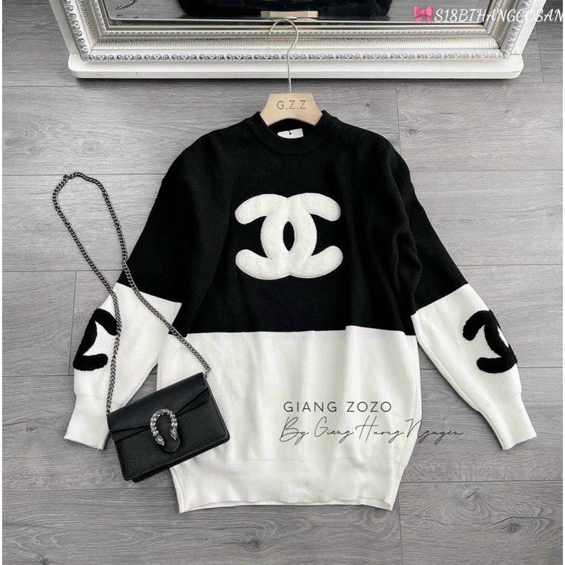 Áo len tăm chanel mau vạt lệch phối màu cá tính  Chất  tăm cổ nống co giãn Hình thêu nổi mix tỉ đổ  fom60kg về | BigBuy360 - bigbuy360.vn
