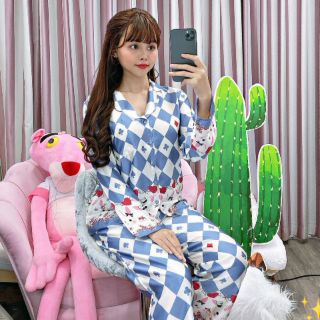 Bộ bộ pijama lụa satin cao cấp dài-dài