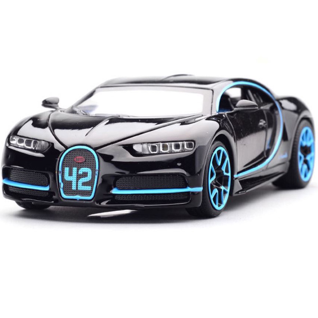 Xe ô tô mô hình kim loại Bugatti Chiron tỷ lệ 1:32 có đèn âm thanh đế trưng bày